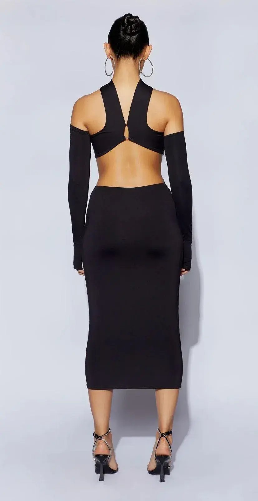 Meshki Demie Neckband Midi Dress With Fingerless Gloves Black Size S / AU 8 photo 3