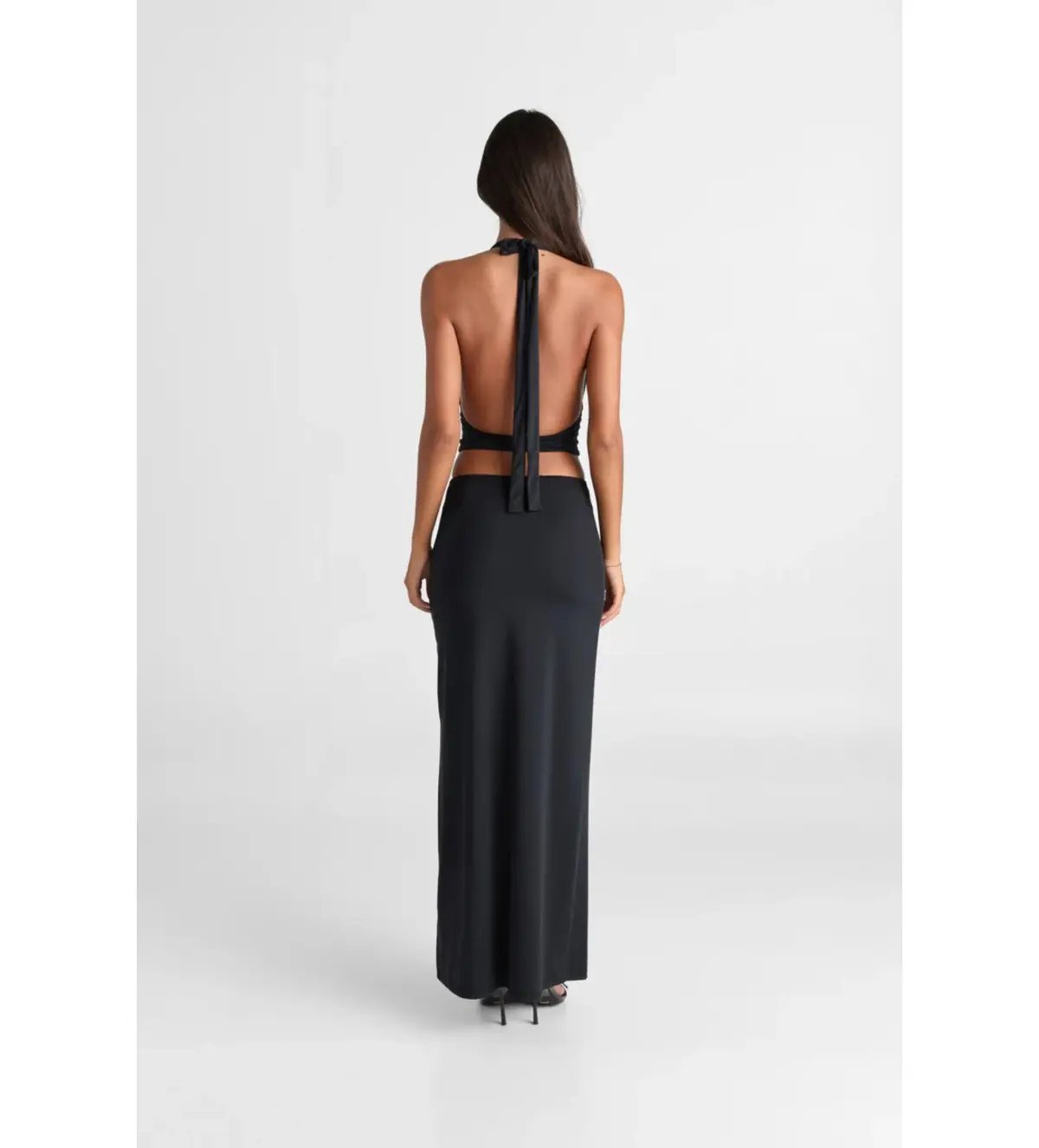 Sasha Therese Cleo Top and Maxi Skirt Set Black Size S AU 8 photo 4