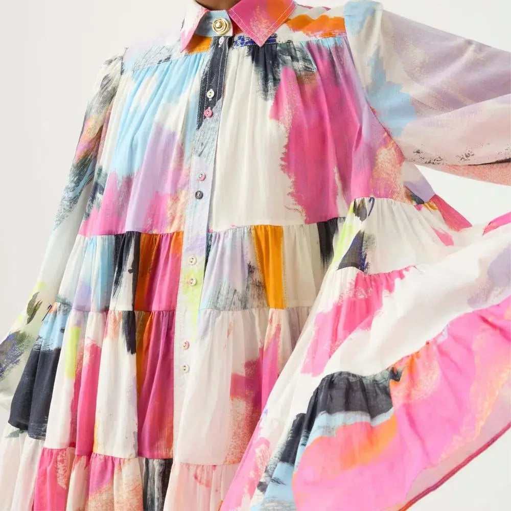 Aje Vie Smock Dress Multi Size 14 photo 6