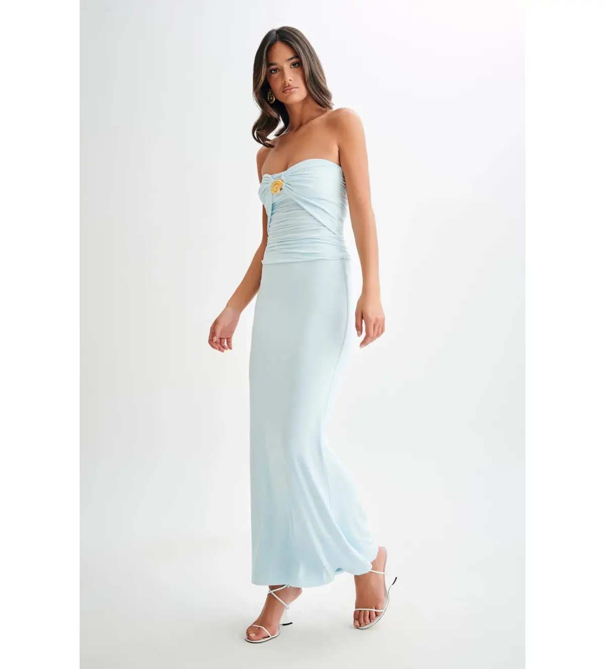 Meshki Winslet Top And Bruna Slinky Fishtail Maxi Skirt in  Sky Blue Set Size AU 10 photo 3
