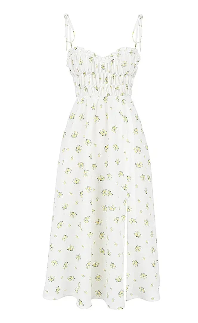 House of CB Christabel Midi Dress Ivory with Yellow & Green Floral Size M / AU 10 photo 8