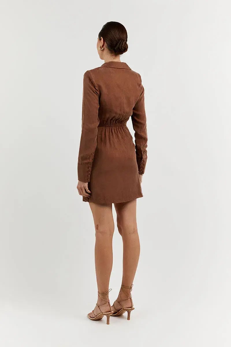 Dissh Sasha Tan Wrap Mini Dress Brown Size 6 photo 2