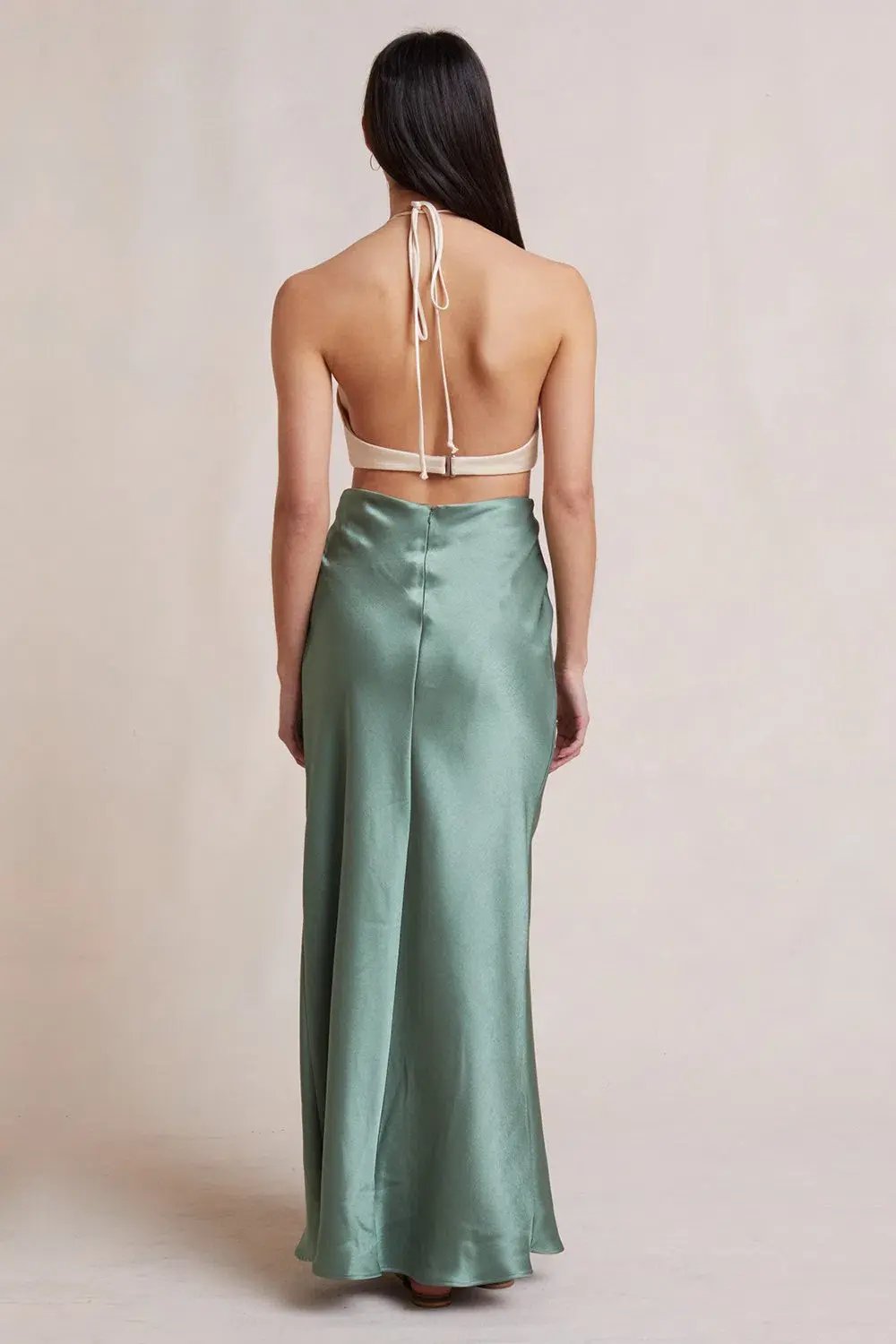 Bec & Bridge Carrie Halter Dress White/Green Size 6 photo 3