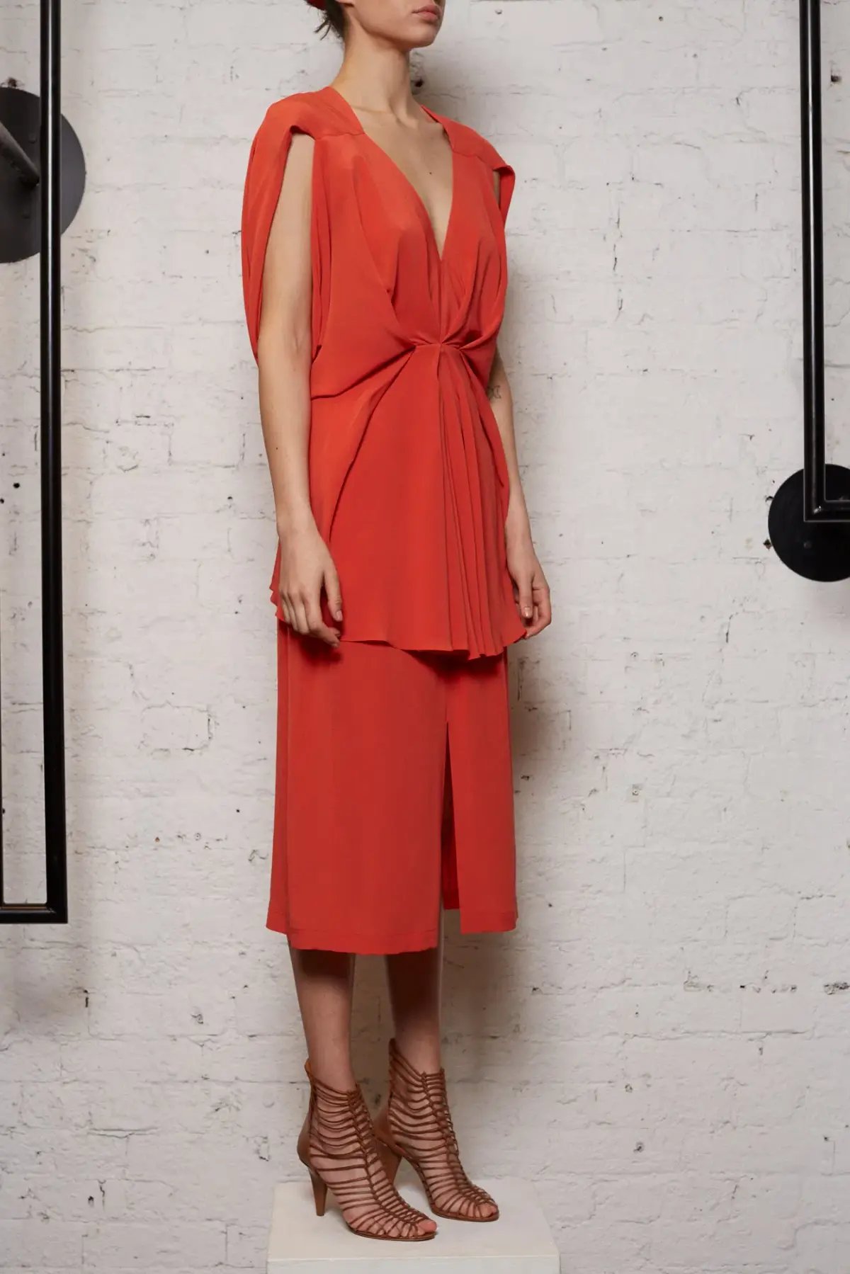 KITX Nature Cape Silk Dress in Melon Size 8 photo 5