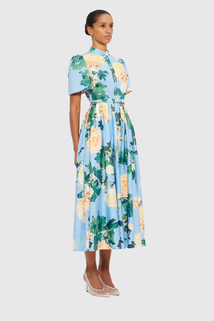 Leo Lin Bianca Short Sleeve Midi Dress - Hydrangea in Cornflower Blue photo 3