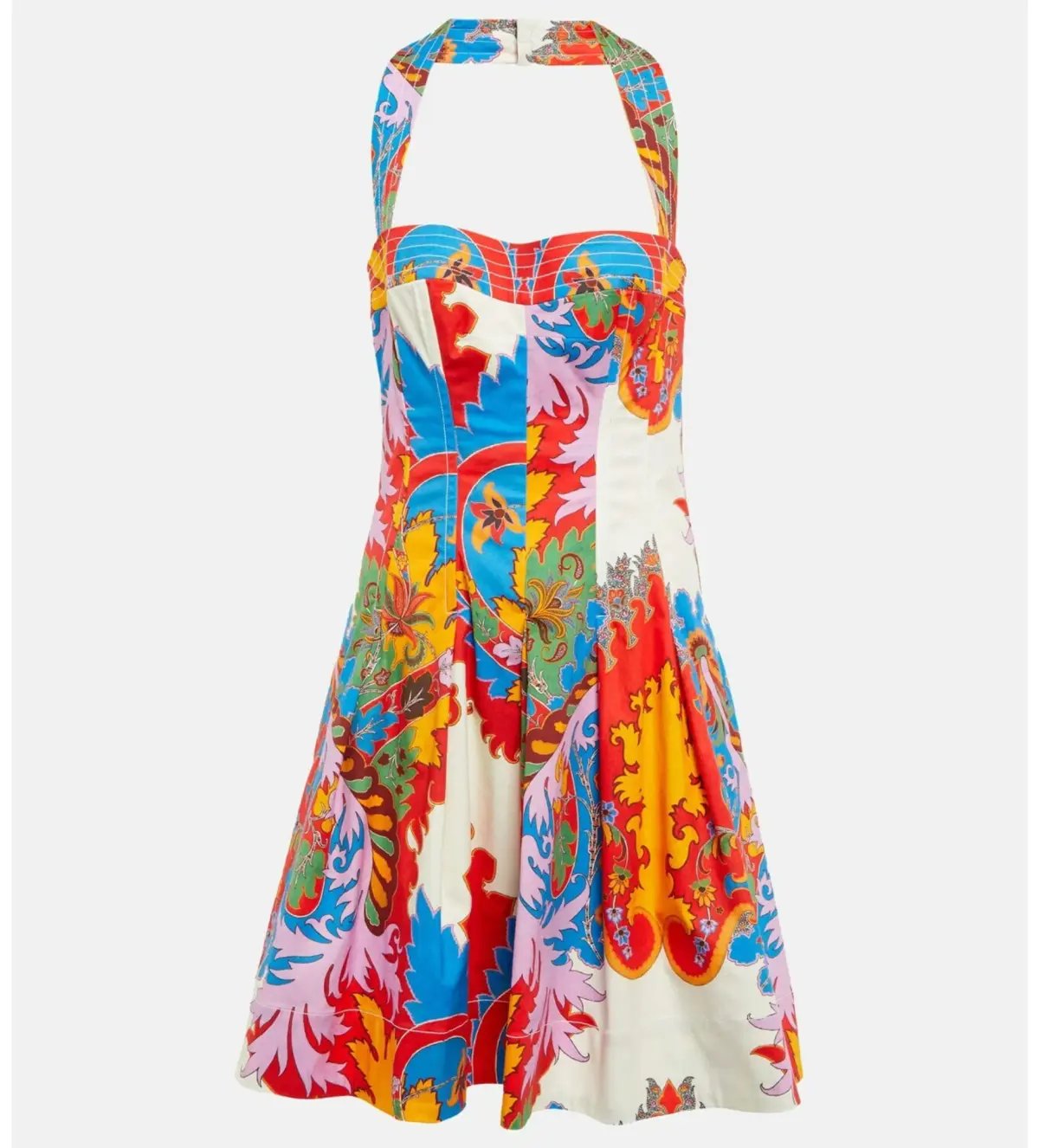 Etro Printed Halterneck Cotton Blend Mini Dress Size 8 photo 5