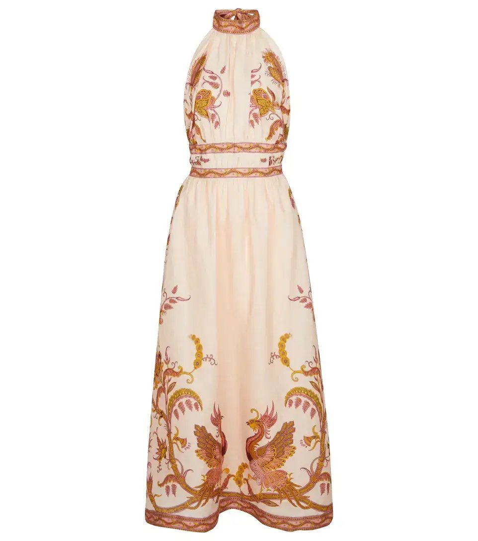Zimmermann Cassia Halterneck Floral Dress Cream Bird Floral Size 0 / AU 8 photo 3
