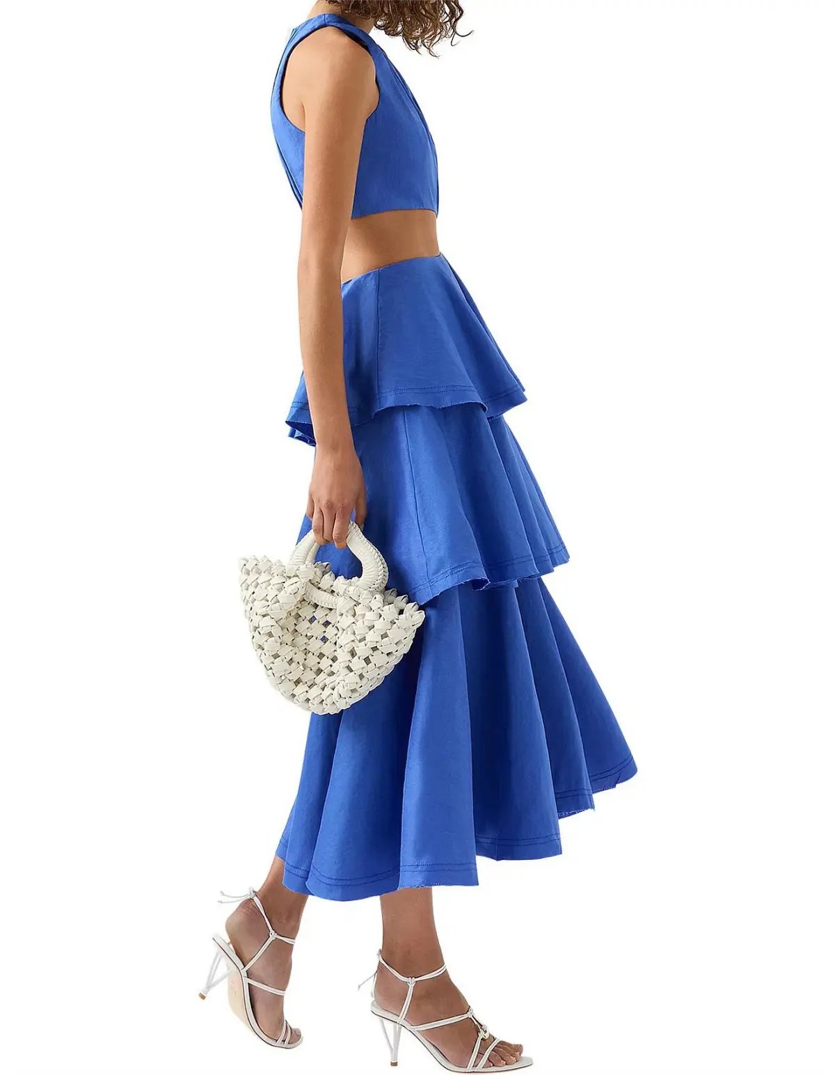 Aje Wave Cut Out Ring Midi Dress Blue Size 12 photo 4
