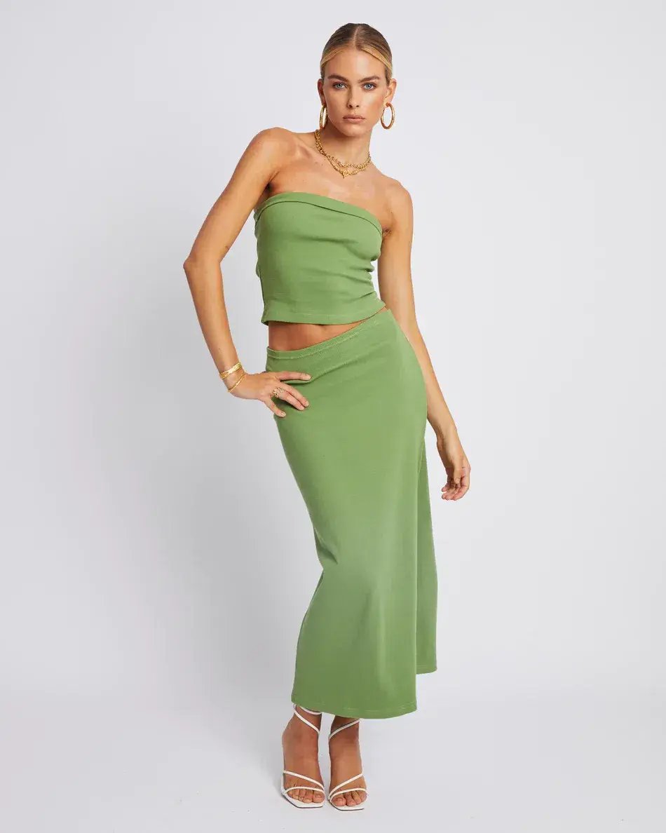Summi Summi Midi Skirt and Tube Top Set Olive Size 8 photo 4