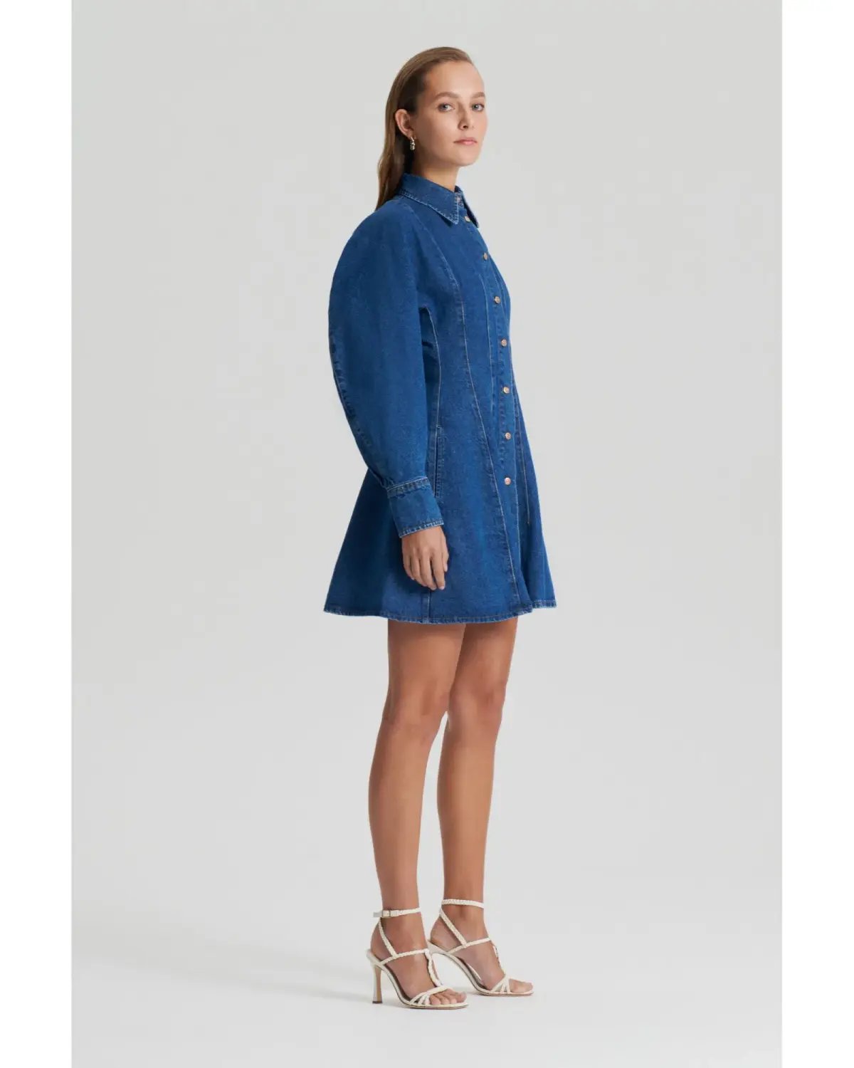 Scanlan Theodore Denim Cocoon Sleeve Mini Dress Blue Size AU 10 photo 2