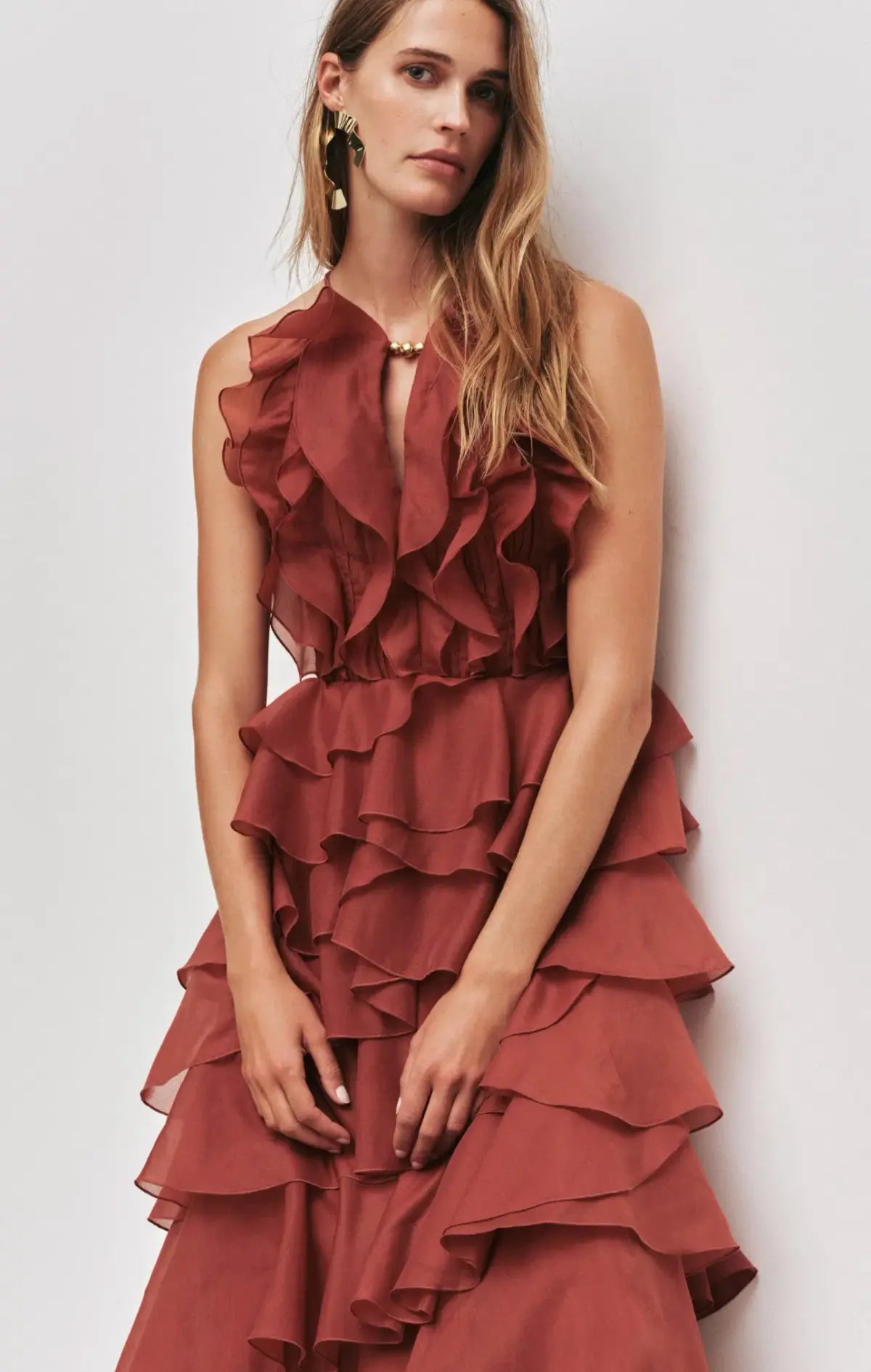 Aje Cleo Gown in Rust Sz 8 photo 3