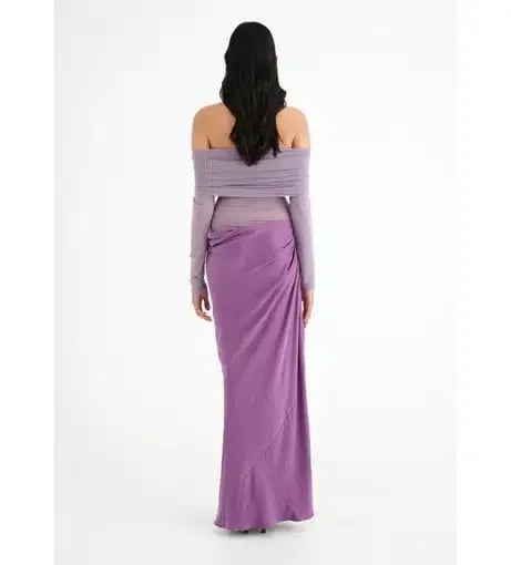 Benni Yasmin Off Shoulder Maxi Dress Vintage Orchid Size 14 photo 2