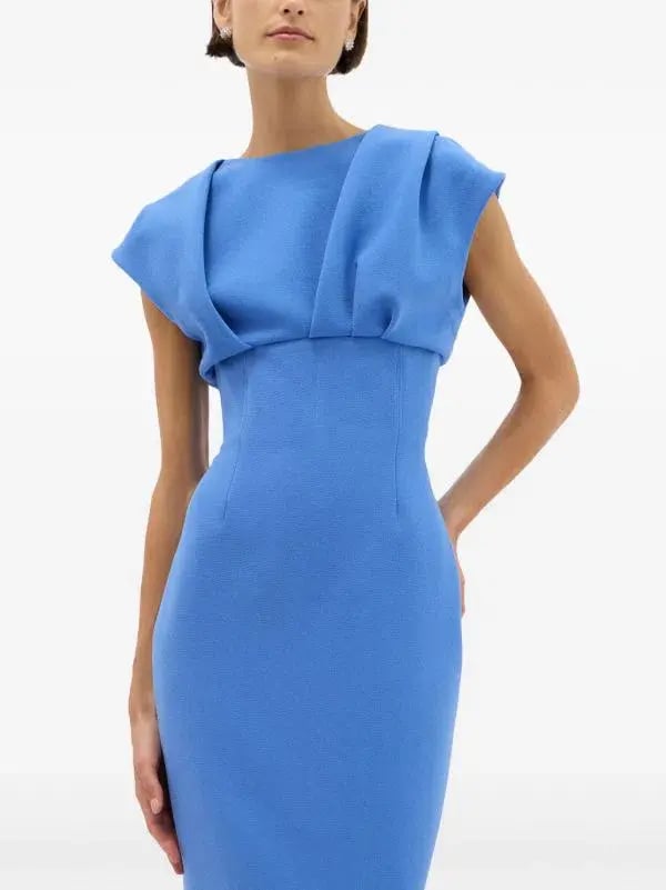 Rachel Gilbert Drape Detail Midi Dress Blue Size 6 photo 4