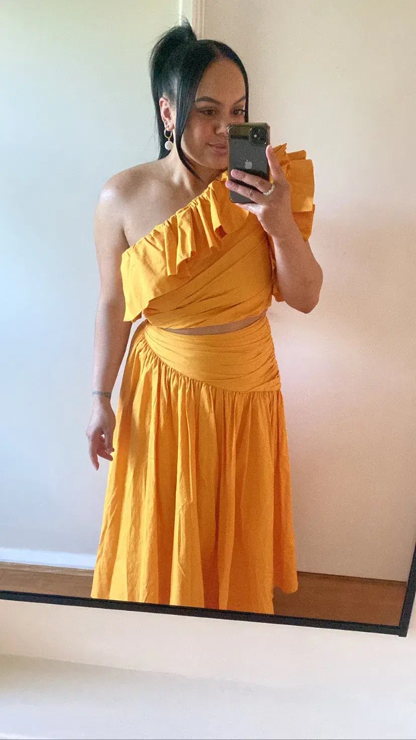 Sheike Allegra Frill Top and Maxi Skirt Set Yellow Size 16/14 photo 3
