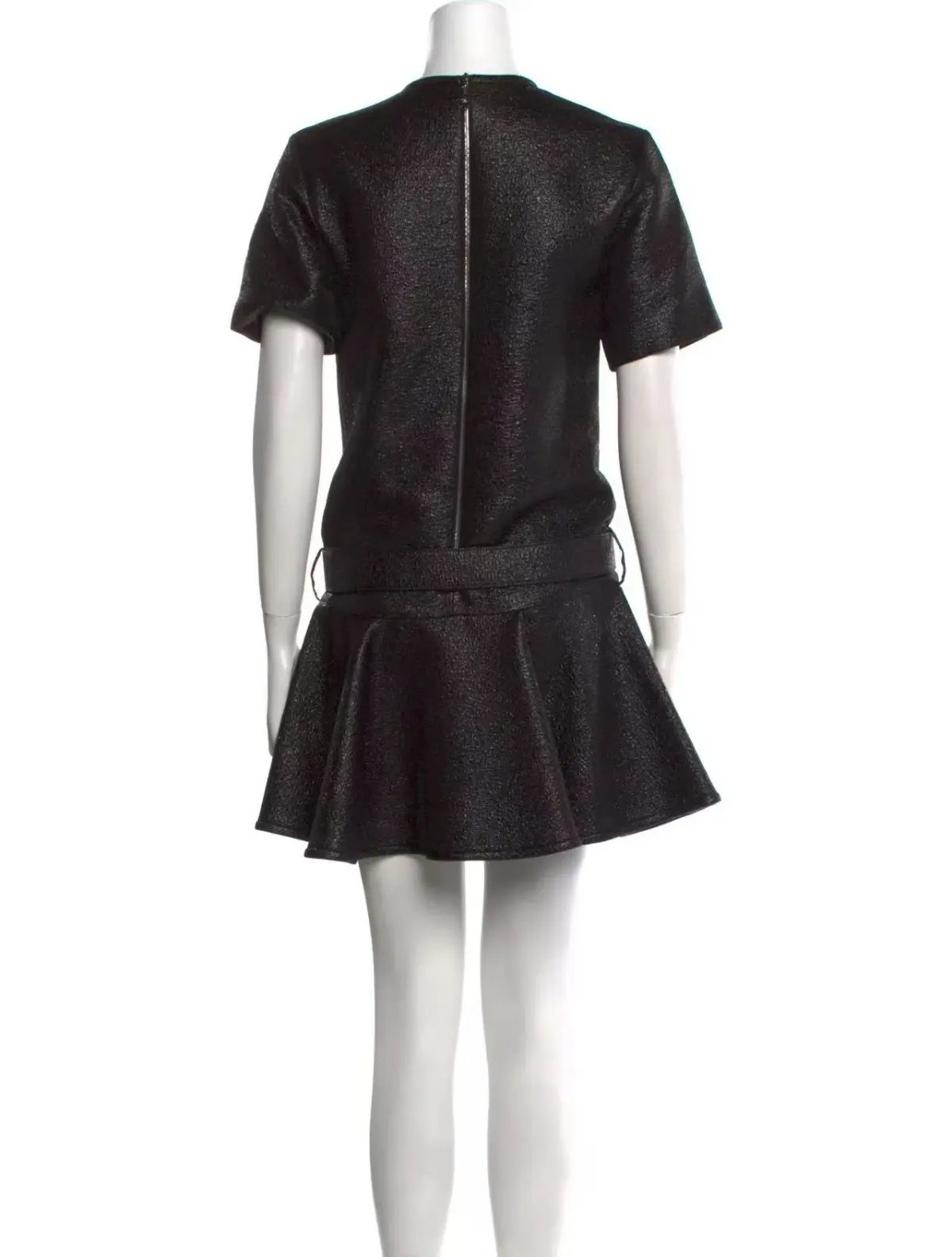 Louis Vuitton Black Wool Blend Belted Mini Dress Size 38 photo 2