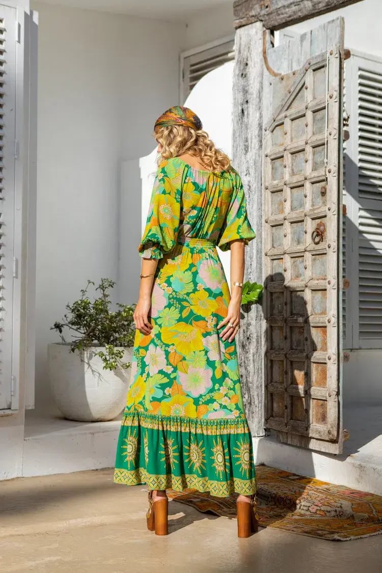 Nine Lives Bazaar Gigi Long Sleeve Maxi Gown Green AUS 6 / US 2 / EUR 34 photo 2