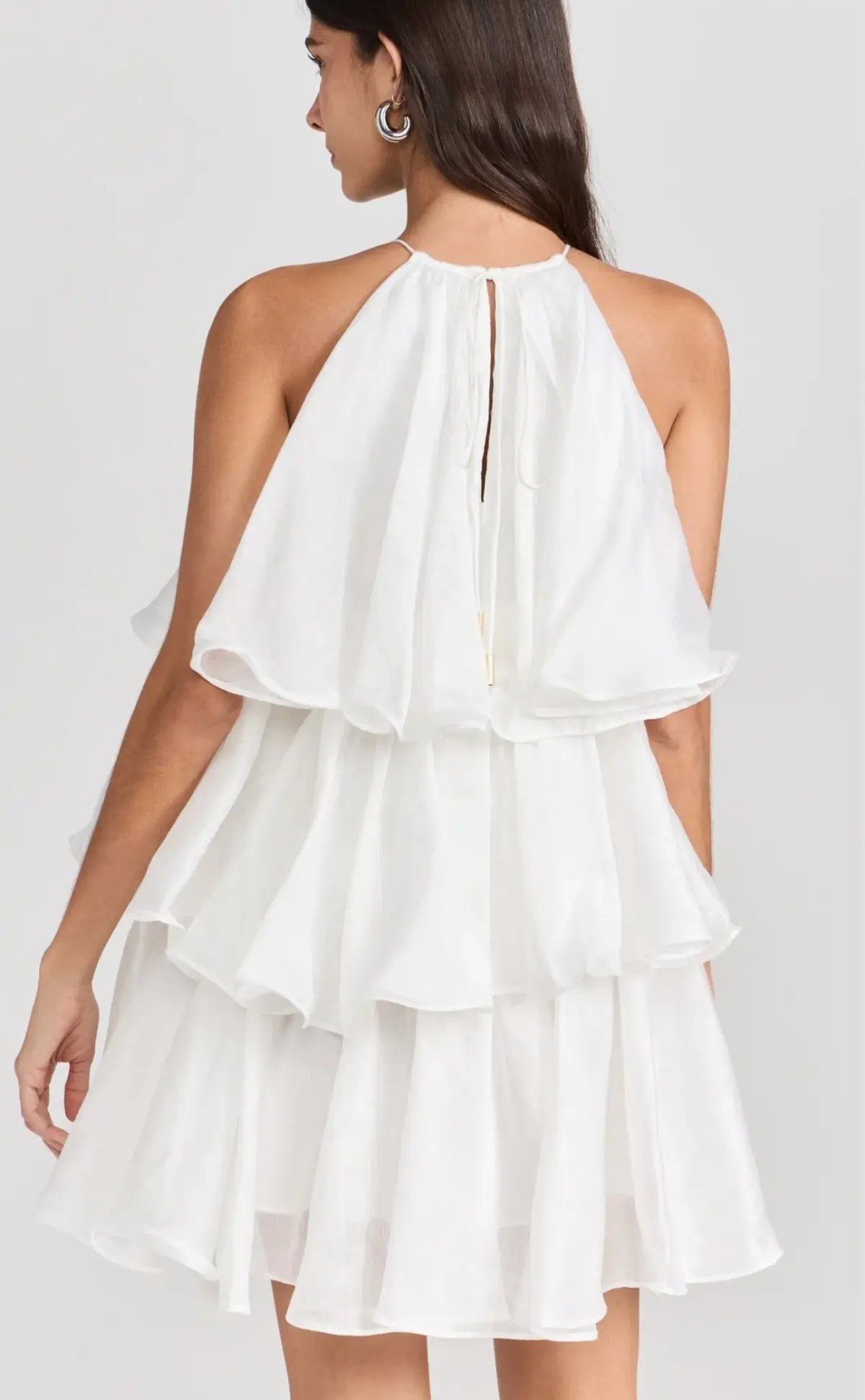 Aje Claudia Halterneck Tiered Mini Dress in White Size 8 photo 5