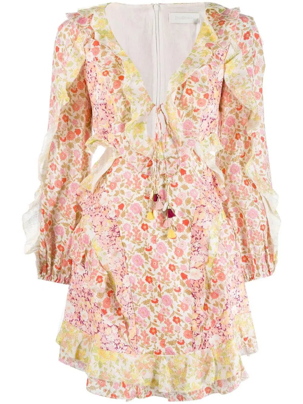 Zimmermann Goldie Spliced Mini Dress Floral Size 2 / Au 12 photo 3