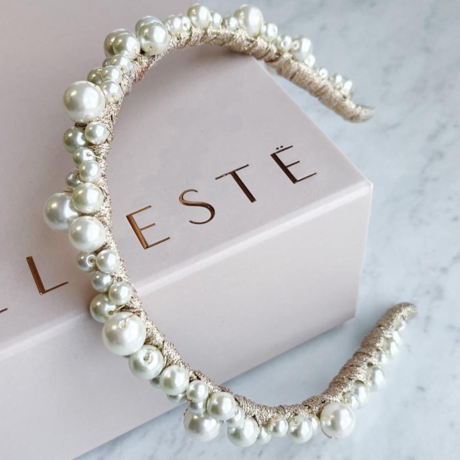 Ashlee Lauren Charlotte Pearl Headband Gold photo 2