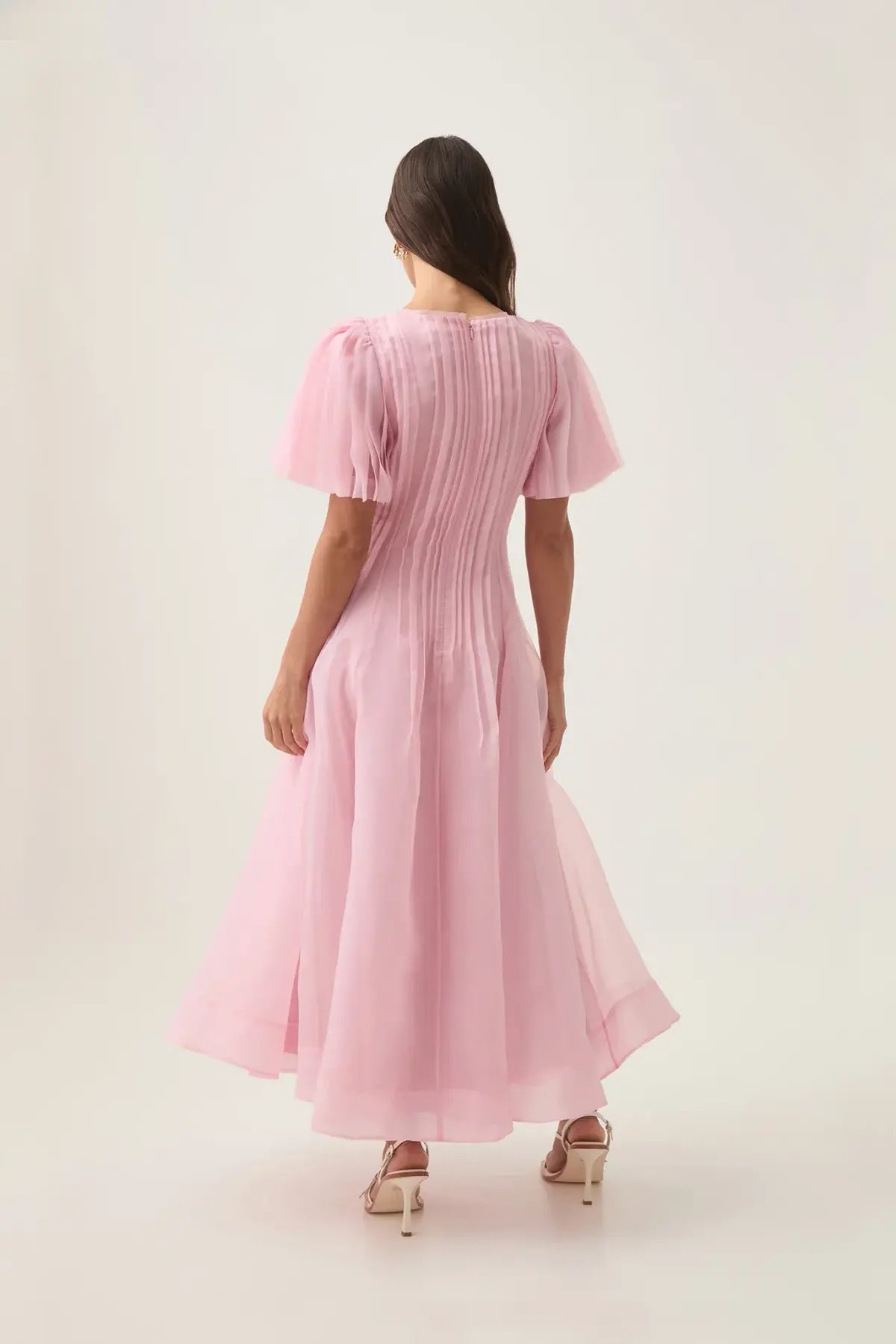 Aje Nova Pleated Midi Dress Chalk Pink Size AU 12 photo 4
