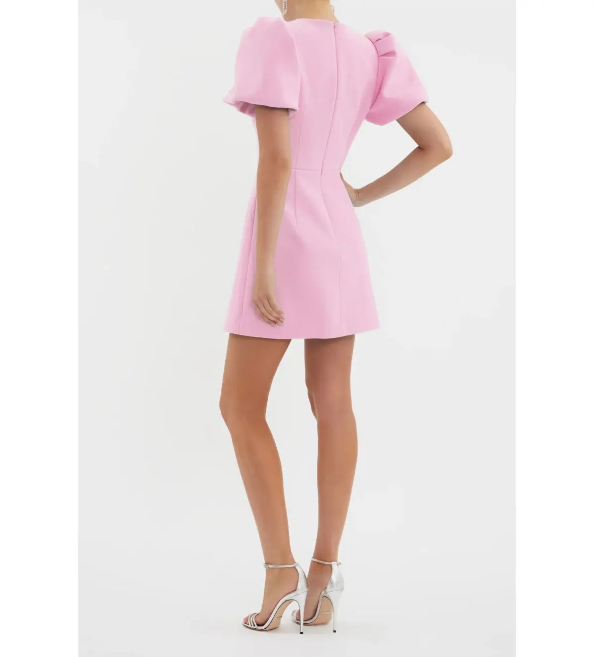 Rebecca Vallance Juliana Puff Sleeve Mini Dress Pink Size AU 10 photo 3
