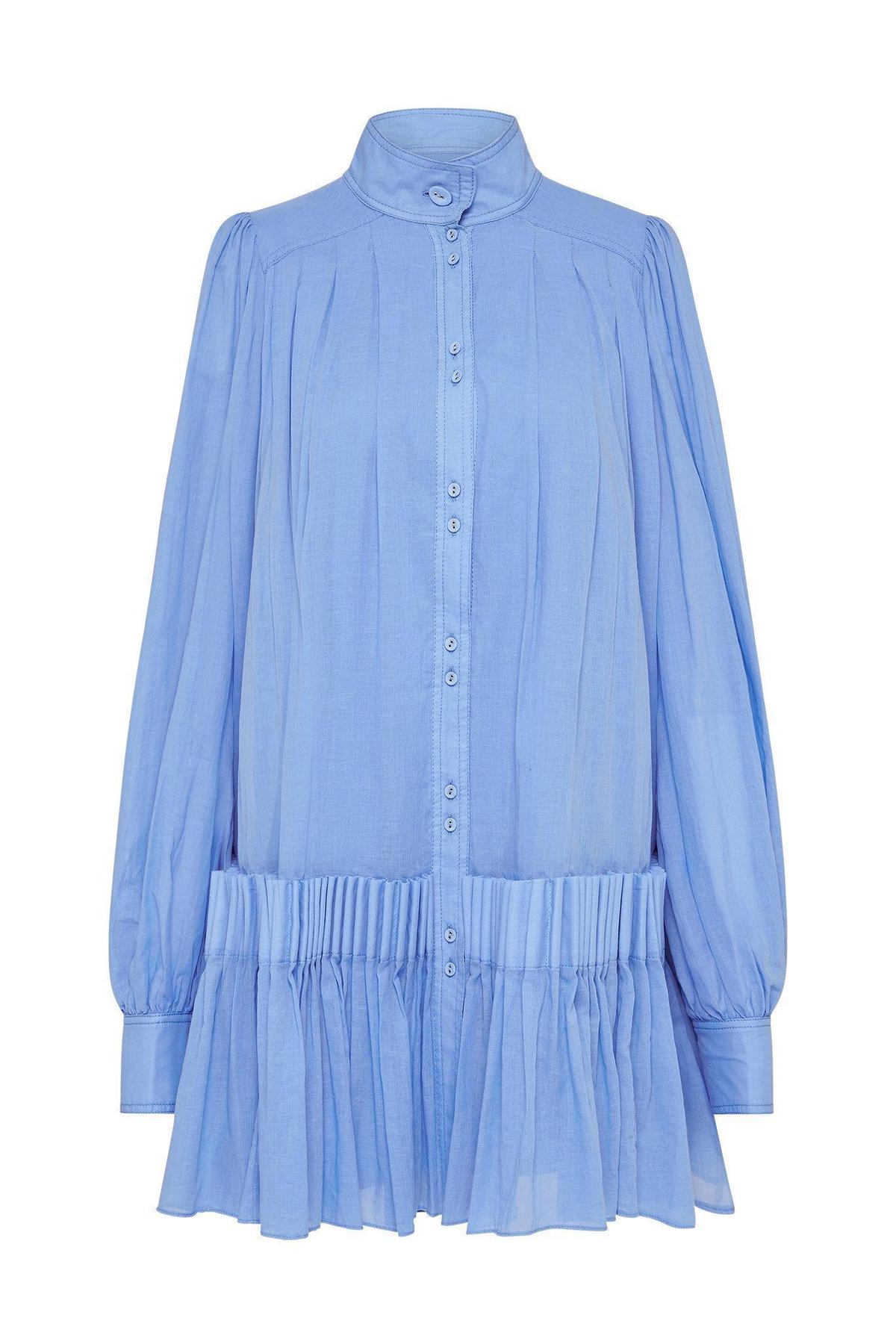 Aje Pavillon Pleat Mini Dress Cornflower Blue Size 8 photo 5