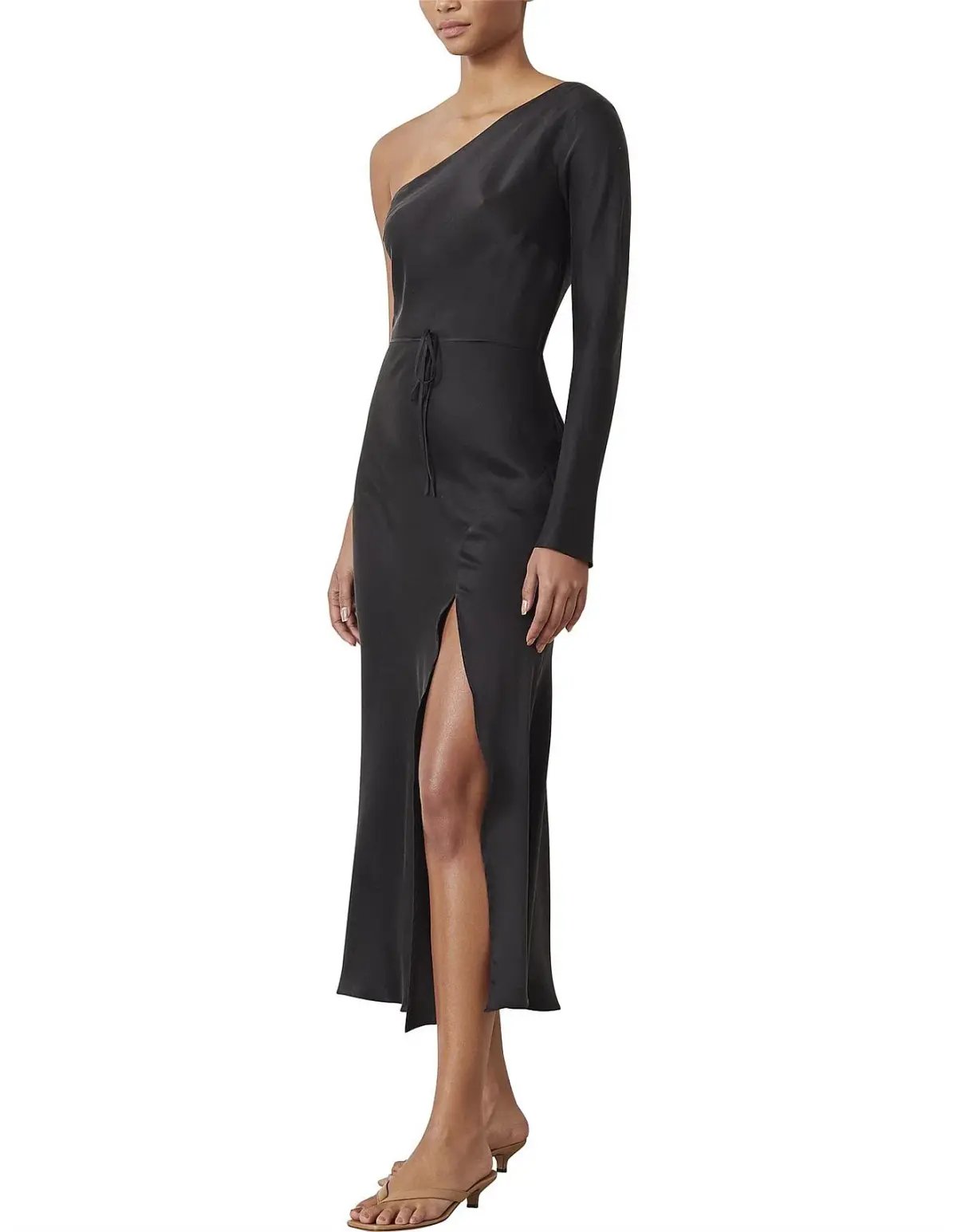 Bec & Bridge Classic Silk Asym Midi Dress Black Size 10 photo 2