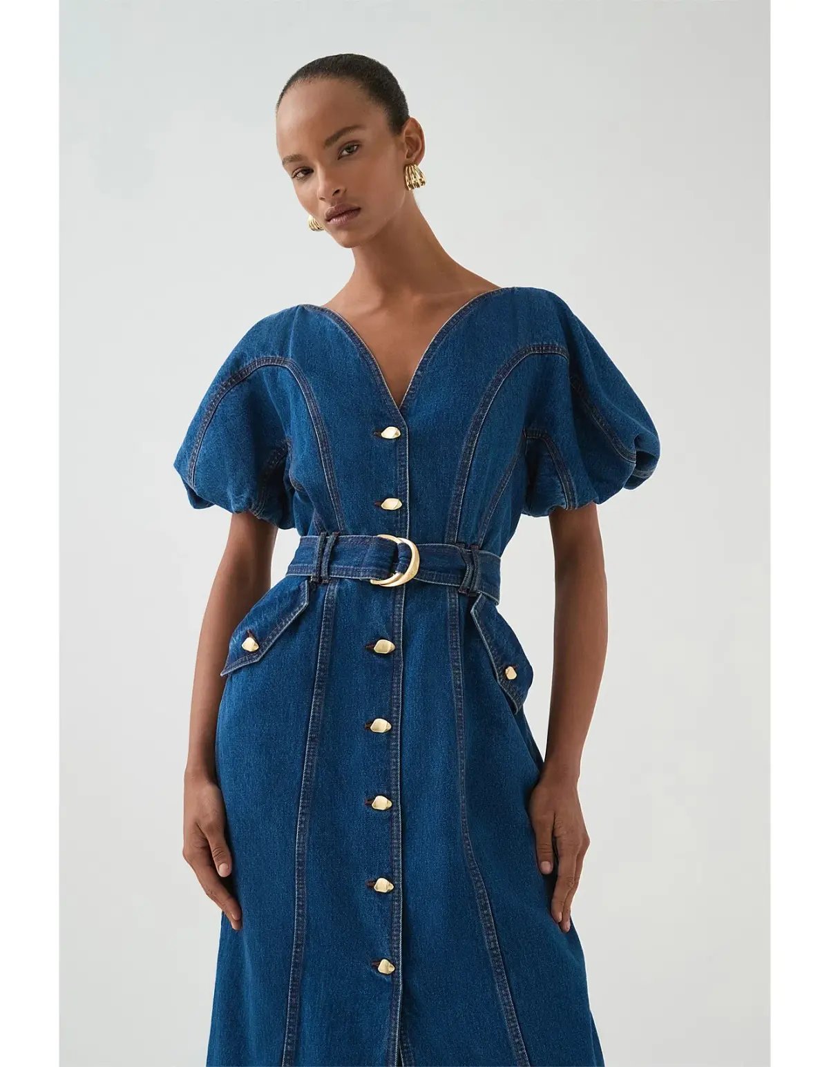 Aje Harper Denim Midi Dress in Classic Wash Size 6/XS photo 4