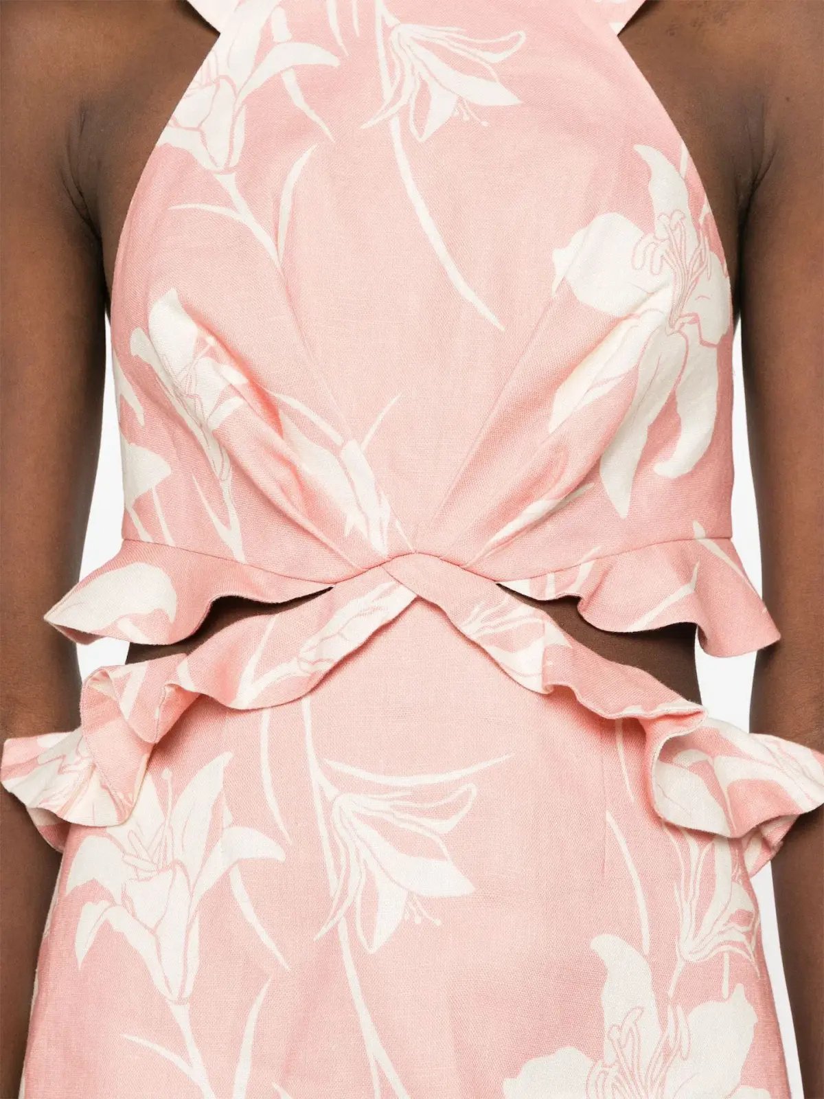Zimmermann Acadian Tie Back Mini Dress Pink Ivory Floral Size 2 / AU 12 photo 2