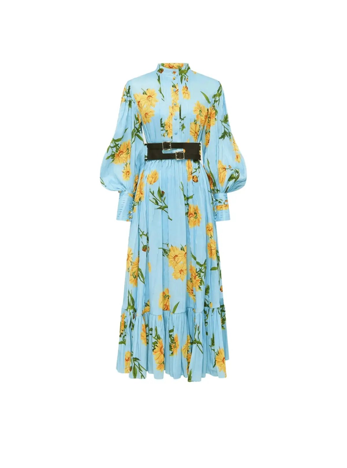 Leo Lin Marguerite Bleu Silk Linen Dress Marguerite Bleu Flora Size AU 12 photo 2