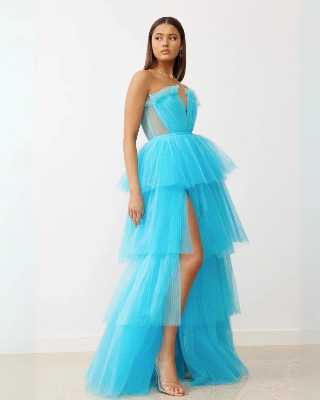 Studio Lexi Cruz Gown Turquoise Size 10 photo 2
