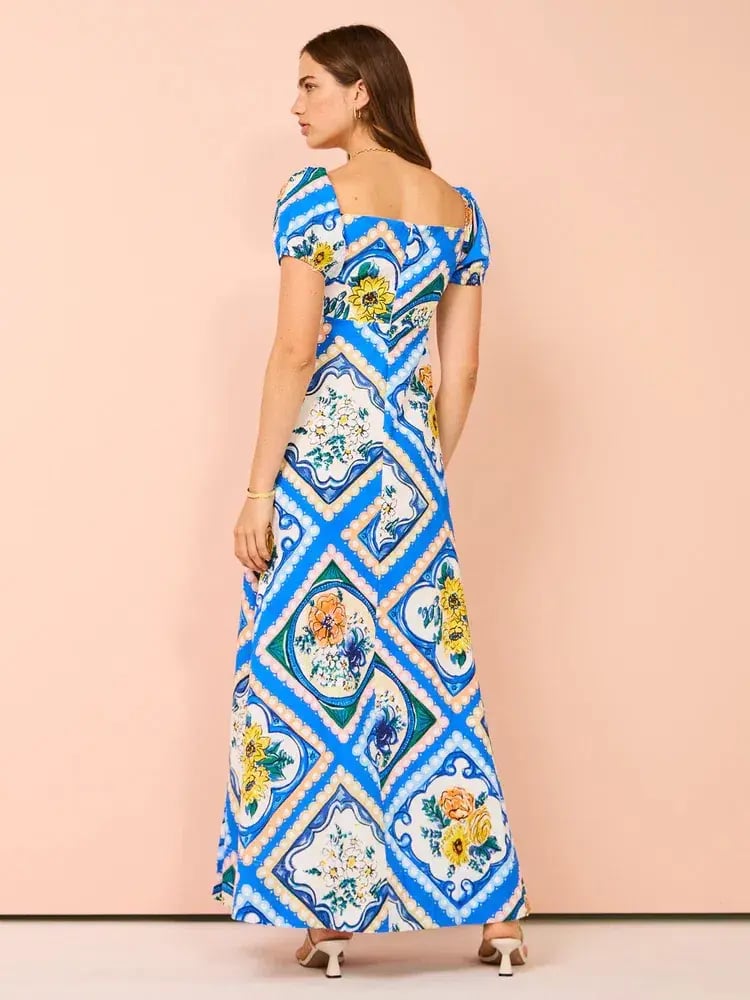 By Nicola Mariposa Puff Sleeve Maxi Dress in Azure Floral Size 8 photo 6