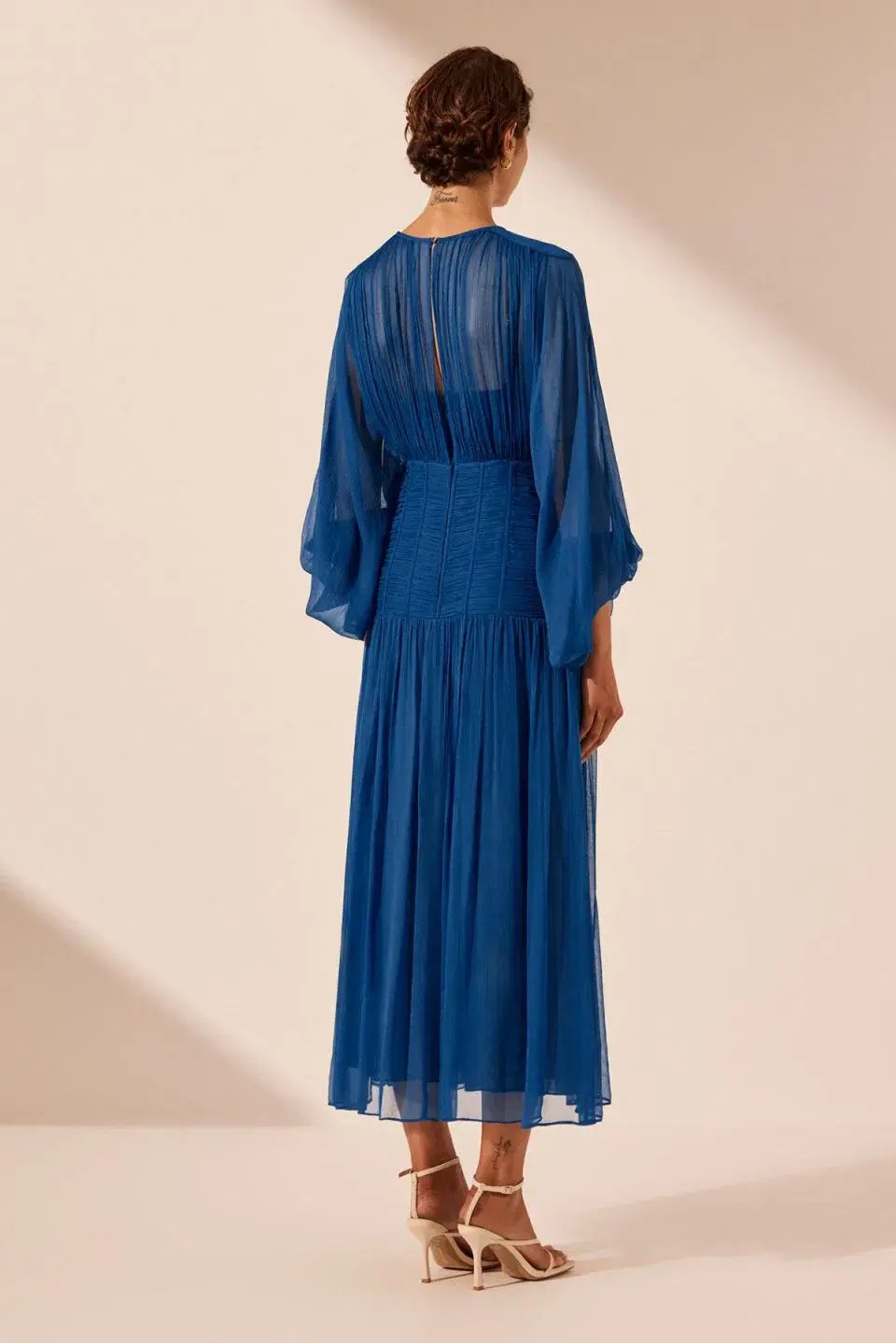 Shona Joy Dress Maya Ruched Panelled Midi Size 14 photo 3