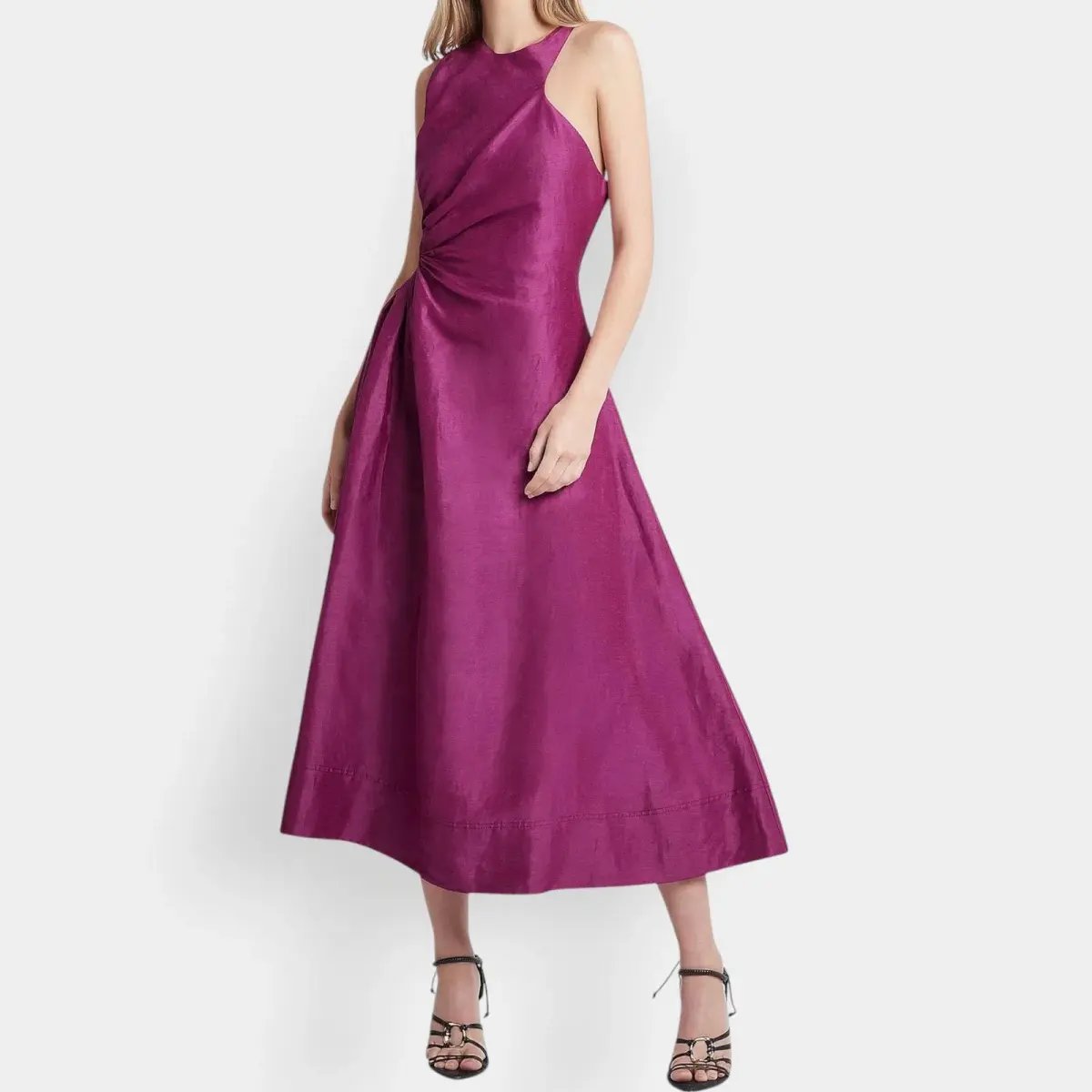 Aje Fuchsia Purple Linen Chateau Cut Out Dress Size 12 photo 2