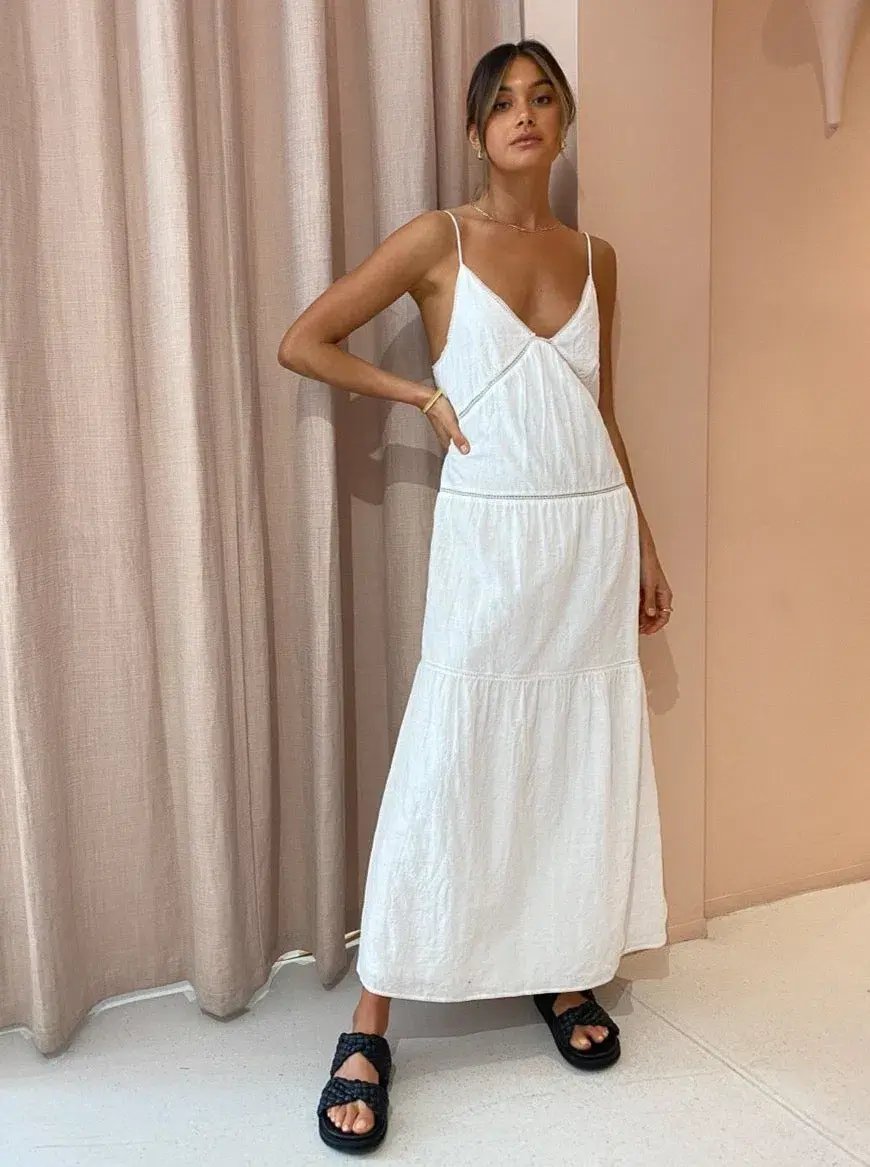 Sir the Label Maja Midi Dress White Size 6 photo 2