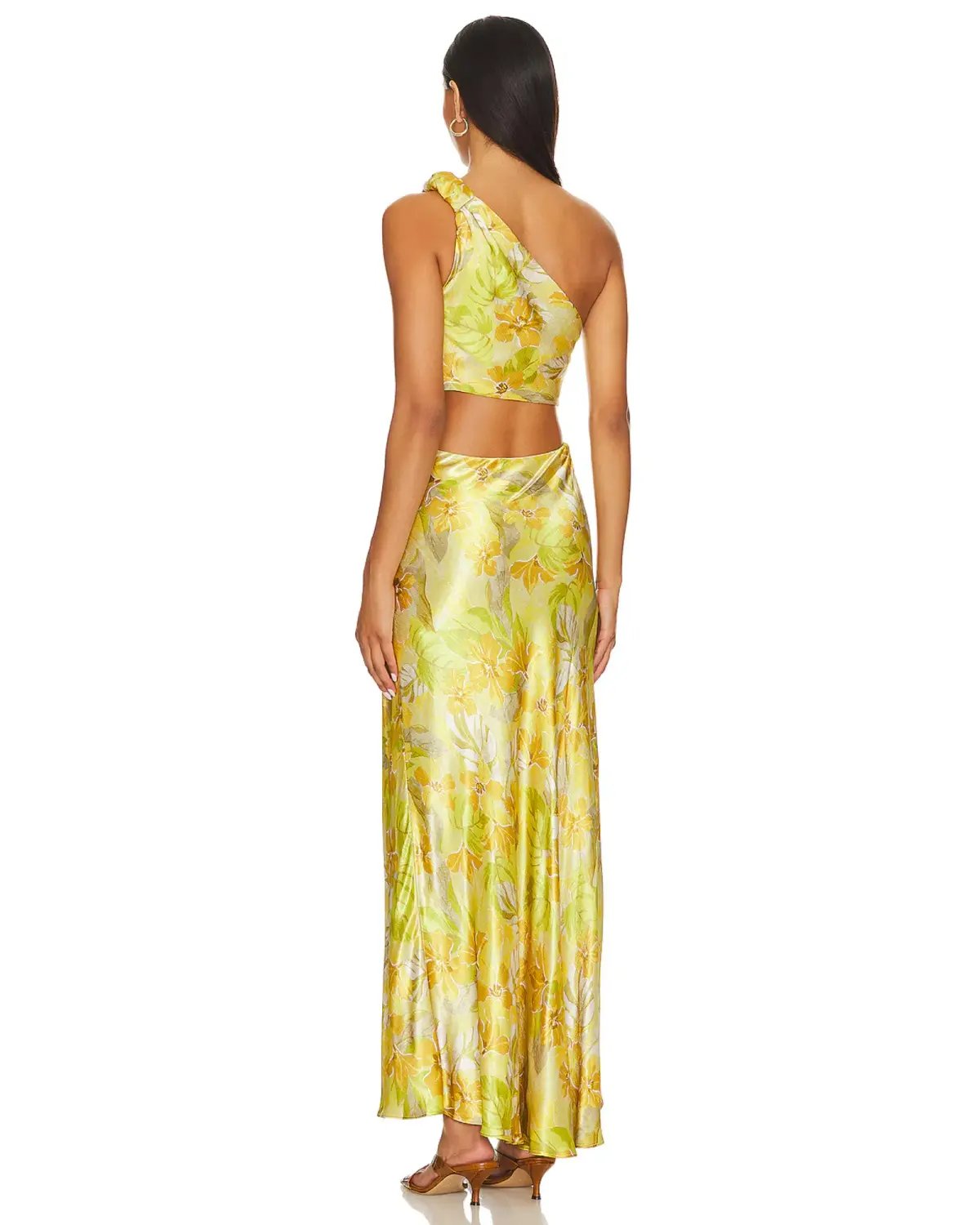 Bec & Bridge Harper One Shoulder Maxi Dress Citrus Floral AU 8 photo 2