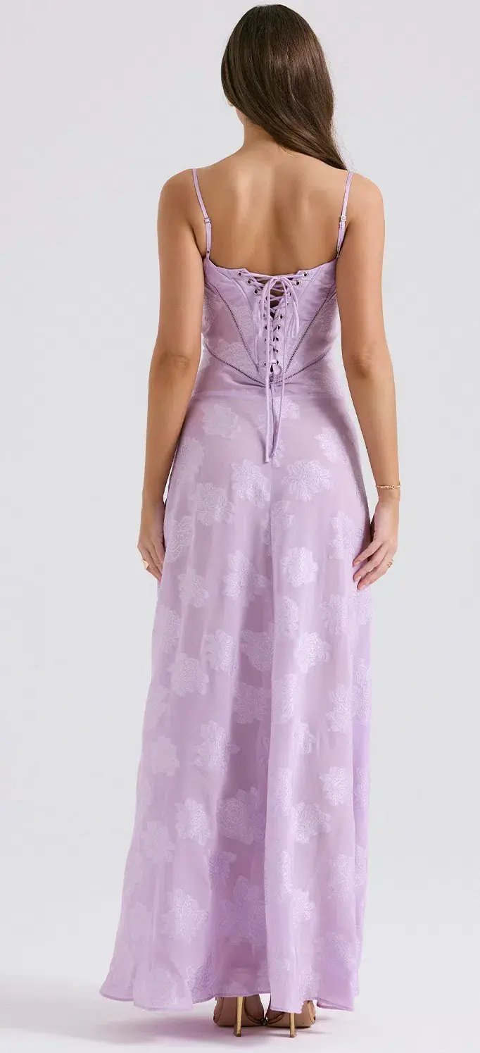 House Of CB Seren Lace Back Maxi Dress Orchid Floral Size M / AU 10 photo 3