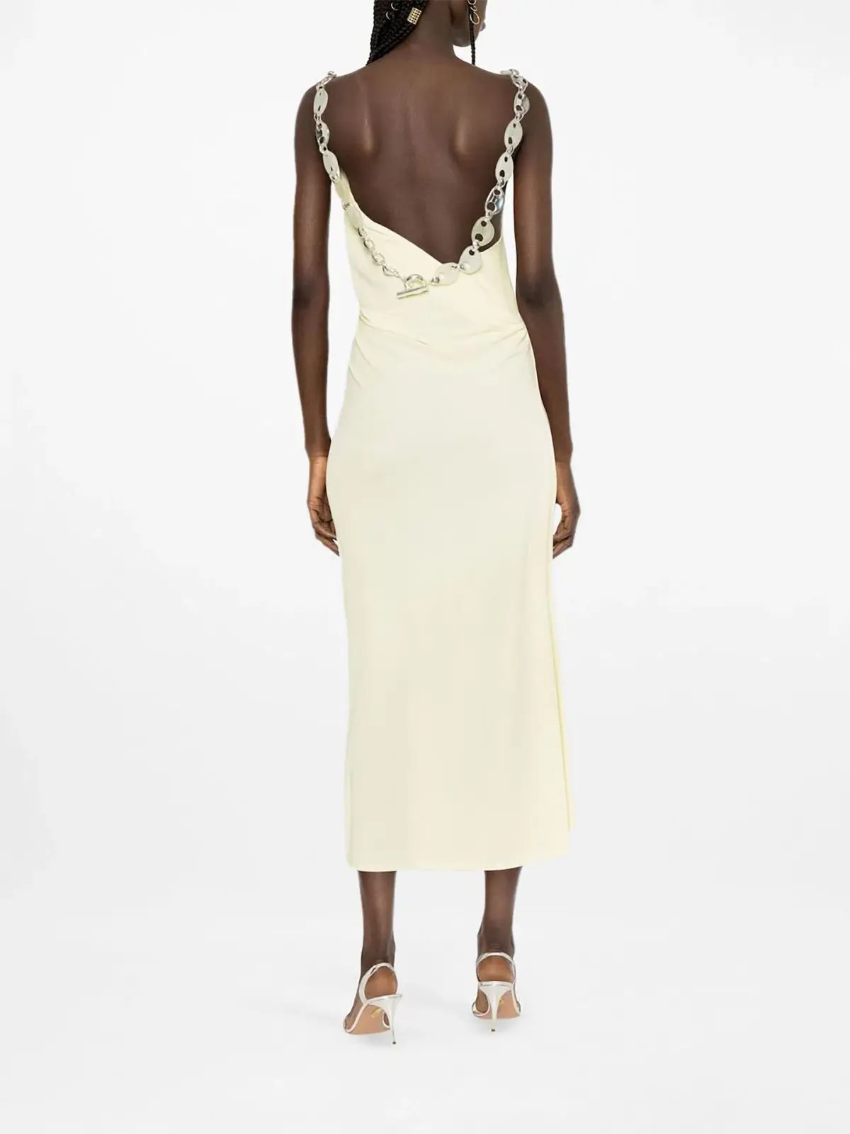 Christopher Esber Chain Link Cowl Neck Dress Yellow Size 10 photo 3