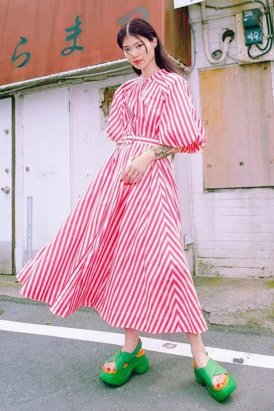 Bohemian Traders Pleated Neck Midi Dress in Pink Size 4XL/ AU 22 photo 2