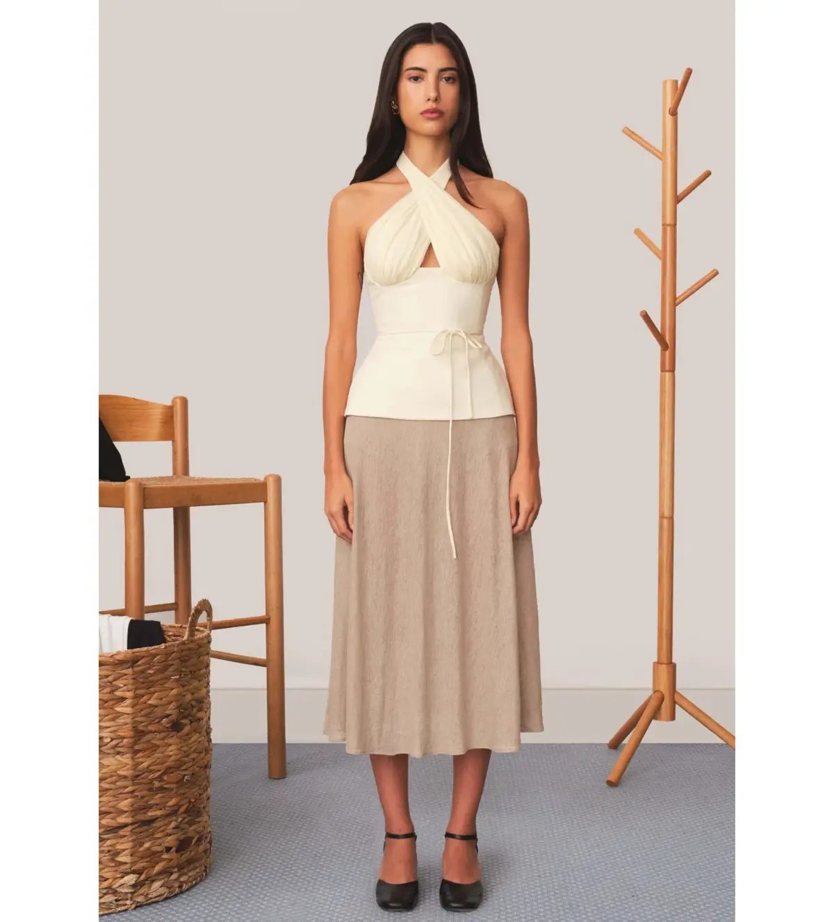 Tae Park Sculpted Halter Top Ivory Size S AU 8 photo 3