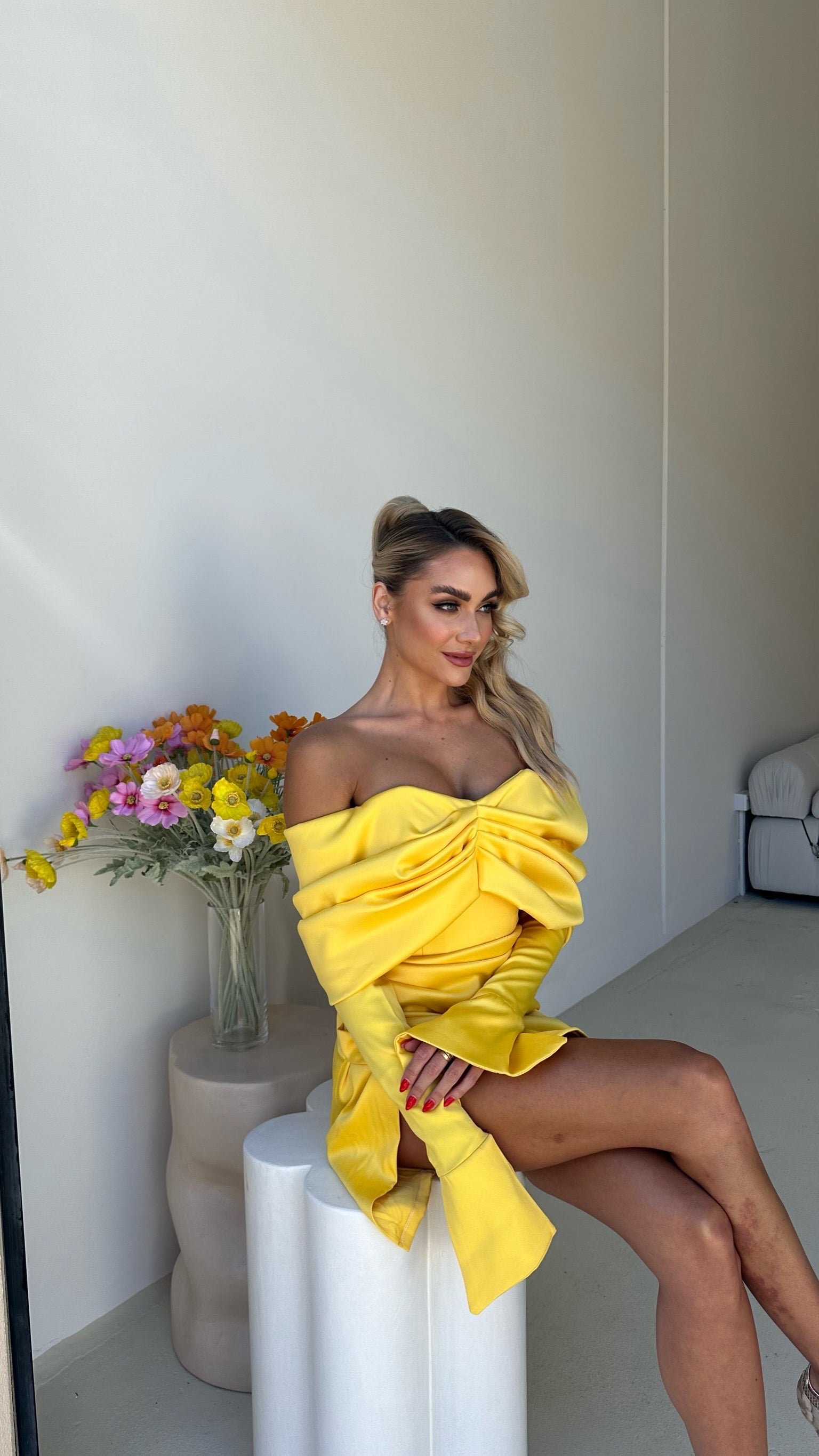 BELLE MINI DRESS BY MY SECRET WARDROBE YELLOW photo 6