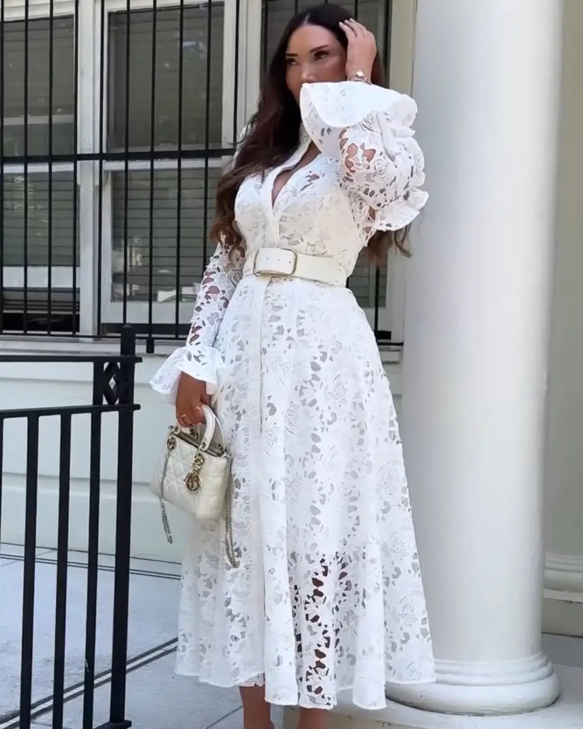 Leo Lin Aliyah Lace Butterfly Sleeve White Size AU 10 photo 6