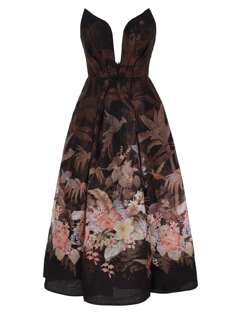 Zimmermann Illuminate Draped Midi Dress Black Tropical Size 3 / AU 14 photo 5