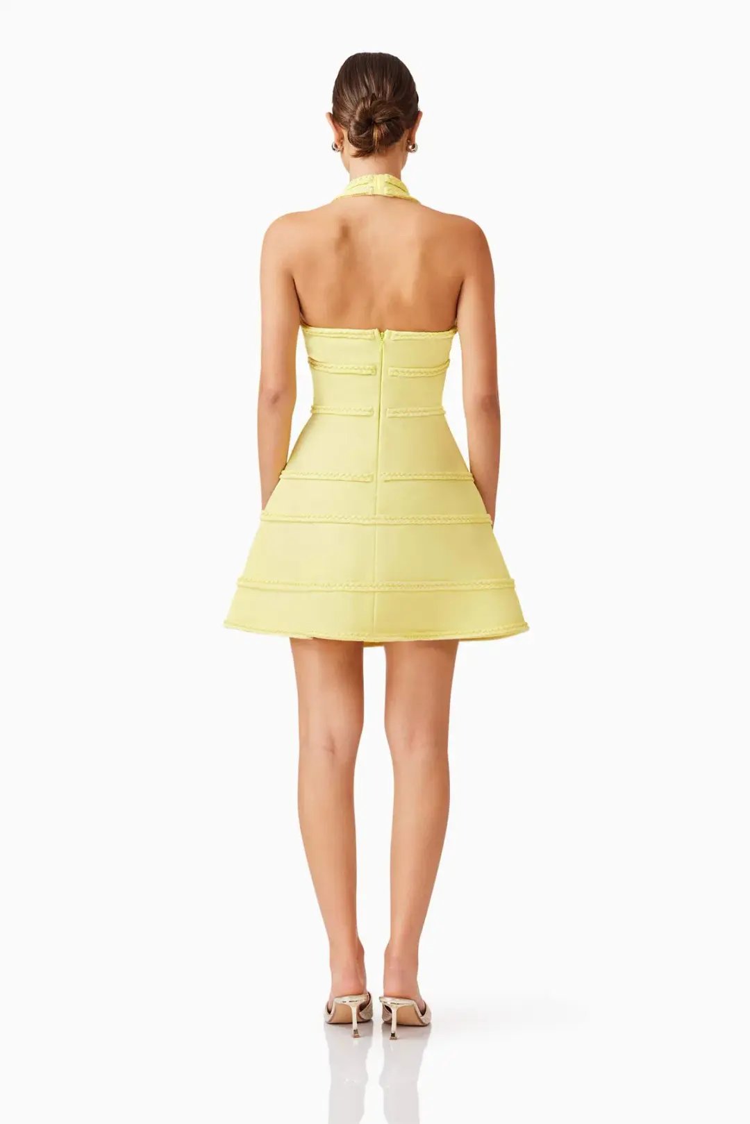 Elliatt Katlyn Halter Mini Dress in Lemon Yellow Size 10 photo 3