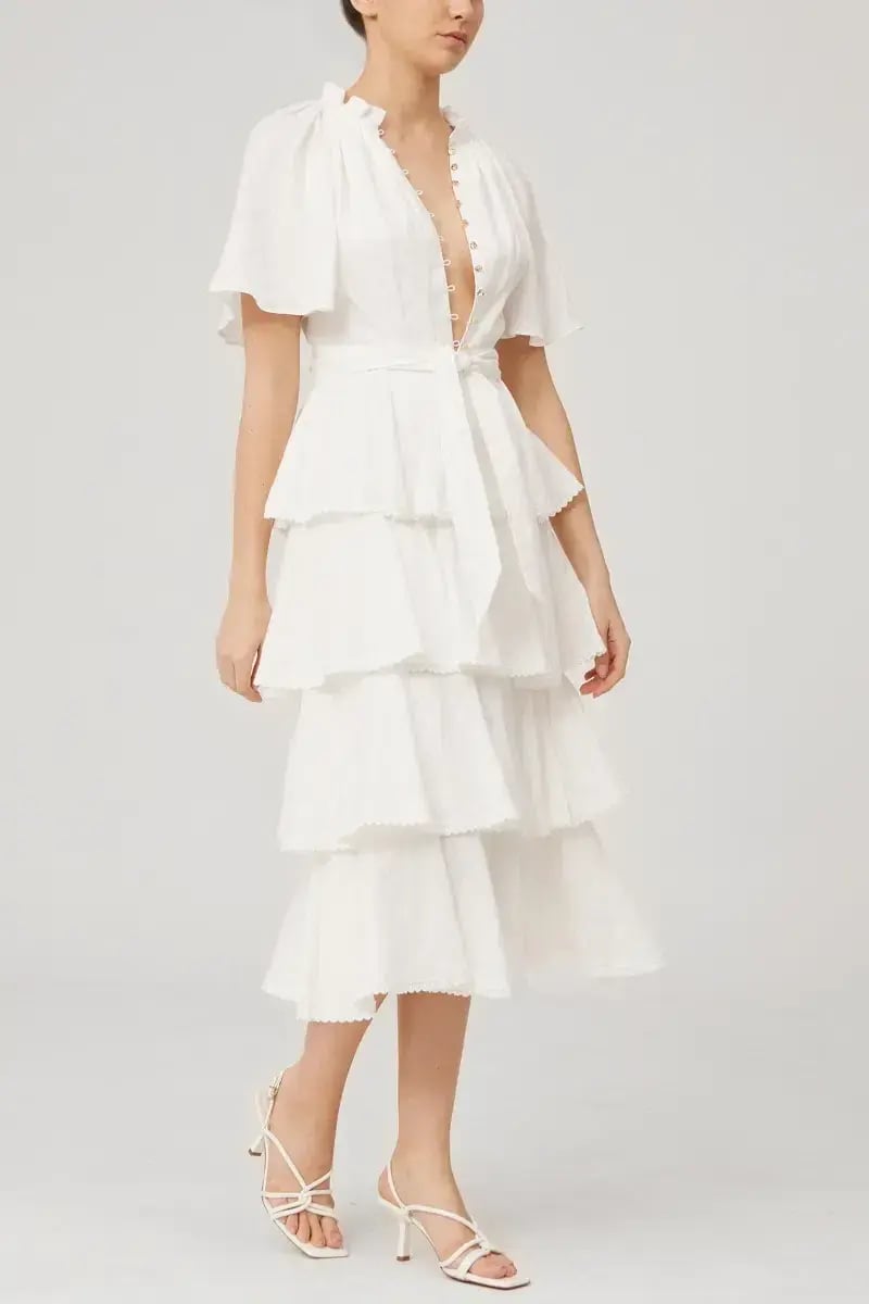 Keepsake the Label Current Midi Dress in Porcelain White Size 10 photo 2