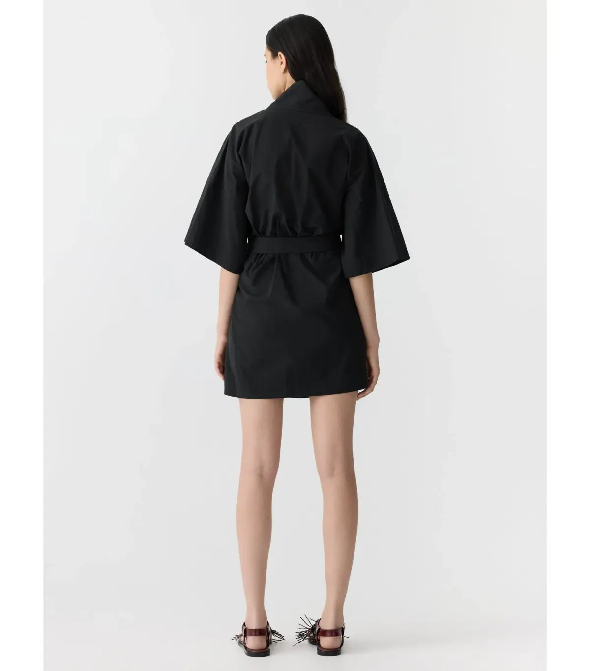Bassike Crushed Cotton Wrap Mini Dress Black Size 3 / AU 12 photo 4