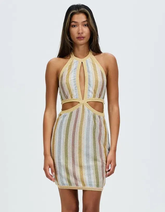 Suboo Luella Halter Mini Dress Stripe Size 8 photo 2