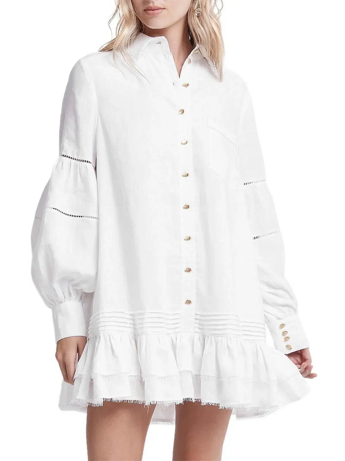 Aje Lotus Shirt Mini Dress Ivory Size 14 photo 4