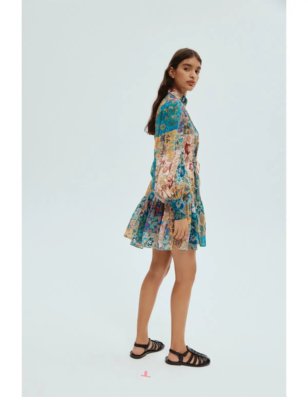 Alemais Bella Patchwork Mini Dress Floral Size 8 photo 3