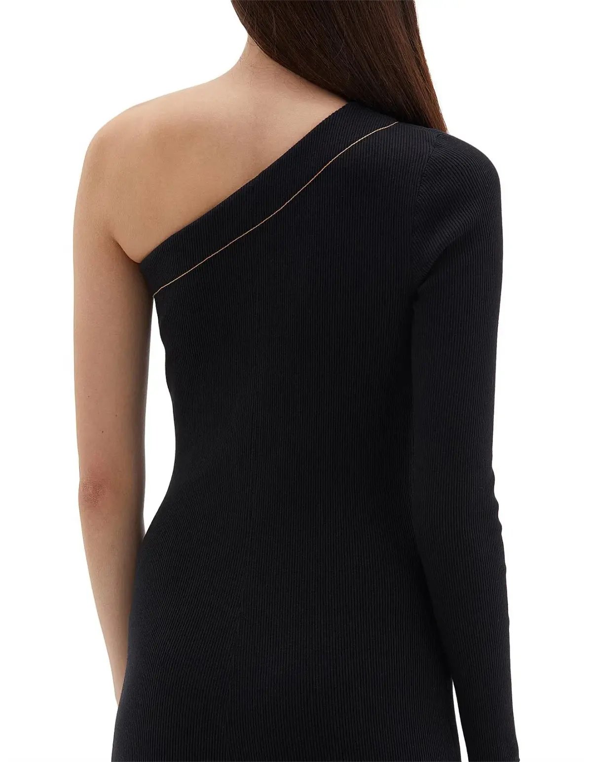 Bassike Asymmetrical One Shoulder Dress Black Size 4 photo 5